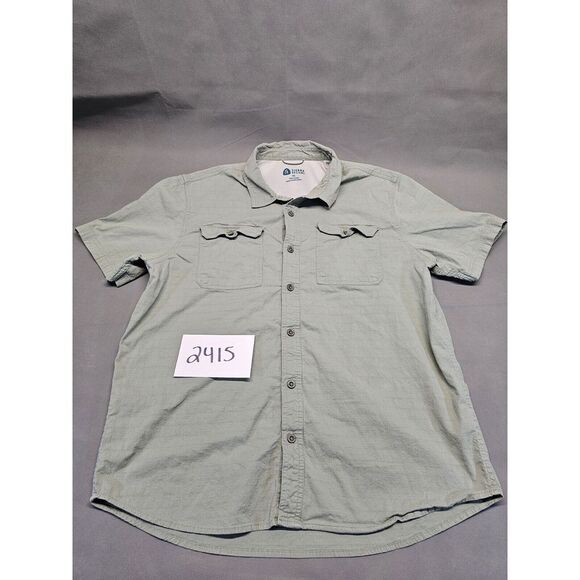 Sierra Design‎ Tech Short Sleeve Button Up Shirt Men's XL Green - Picture 6 of 6